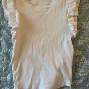 SO White Ruffled Short Sleeve Tee